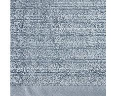 iDesign Ribbed Juego de 4 baño, algodón Grandes con diseño de Rayas, Set Suaves, Ideales como Toallas de Ducha, bañera o Sauna, Gris Azulado, 137,2 cm x 68,6 cm x 0,3 cm, 4