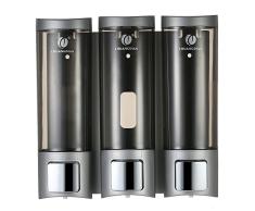Galapara Dispensadores de jabón, Jabonera de loción líquido manuales Montado en la Pared Champú de Tres cámaras Caja Champú Gel de Ducha Dispensadores de jabón Baño de Inodoro Dispensador y Soporte