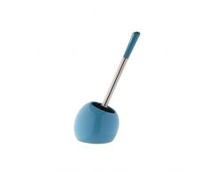 axentia Cepillo y depósito de Pisa Escobillero con Escobilla & – Escobillero de diseño – Escobilla para Inodoro Juego de pie sin Agujeros, Acero Inoxidable, Azul Claro/Negro, 15.5 x 15.5 x 34,5 cm