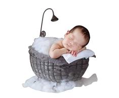 Cesta de Hierro para bañera, Accesorios para fotografía de bebé recién Nacido Canasta de Cama fotografía de bañera de Luna Llena Accesorios de bañera pequeña de Hierro Forjado bebé niño niña