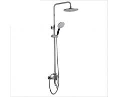 Cuarto de baño continental de moda moderna Ducha circular de mano Rociador superior Ducha de agua caliente y fría de doble uso Tercera velocidad Todo de cobre en la pared Puede levantar el sistema de grifo de ducha de lluvia grande