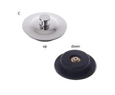 WINJEE, Acero Inoxidable, Caucho, bañera, Lavabo, desagüe, tapón de Drenaje, tapón de Agua, Herramienta, para la Cocina, lavandería, baño de Plata con Negro