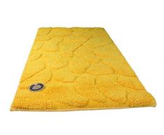 Gözze 1032-13-060100 - Alfombra para baño, diseño de piedras, Microfibra de poliéster, amarillo, 70 x 120 cm