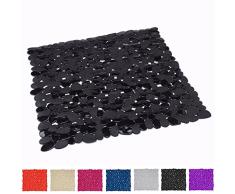 MSV Alfombra de Ducha, DiseÃ±o Piedras, PlÃ¡stico y PVC, Negro y Gris, 53x53x1 cm