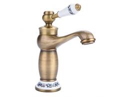 Fdit Grifería de Latón Antiguo de Cerámica Grifo de Fregadero de Baño Azul y Blanco de Porcelana Socialme-EU (Antiguo)