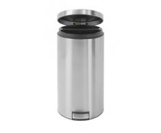 Brabantia Twin Bin - Cubo de pedal, 2 x 20 l, tapa silenciosa, acero mate anti-huellas