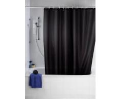 WENKO 20043100 Cortina de ducha Unicolor Negro Antimoho - antibacterial, lavable, Plástico - Poliéster, cm, Negro