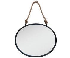Clayre & Eef 52S092 - Espejo de Pared (Borde metálico, Ovalado, 50 x 4 x 40 cm), diseño Vintage, Color Negro