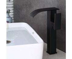 Antiguo Alto cascada lavabo grifo negro mate baño grifo grifo mezclador monomando alta accesorio de grifo para lavabo monomando con amplia caño alto de latón aceite eingerieben Bronce