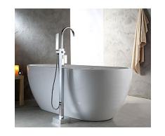 Desy contemporáneo art deco/retro moderna bañera y ducha cascada pie Pullout spray con válvula de latón sola manija dos agujeros