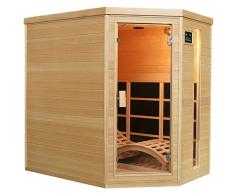 Cabina de infrarrojos de Artsauna Esbjerg con sistema de calefacción triplex y tumbona, cabina de madera Hemlock, 130 x 190 cm, sauna de infrarrojos