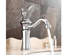 jruia Nostalgie Retro lavabo grifo 360 ° giratorio monomando grifo baño lavabo grifo baño grifo mezclador para lavabo batería F. baño habitaciones de latón, Plateado