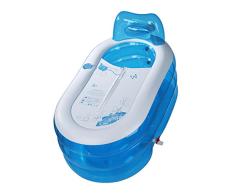 Adulto/niño Doblez Transparente el plastico Bañera Inflable Drenaje Doble Espesamiento Independiente Tres Capas Inflado Barril de baño Bañera Azul 130 * 70 * 70cm