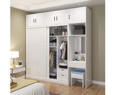 Armario de madera maciza puerta corredera Simple moderno armario de almacenamiento de dormitorio armario de montaje armario personalizado para el hogar ahorra espacio(Size:1700)