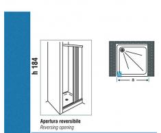 Negrari - S1b90 cabina de ducha plegable, 1 lado reducible, pvc, transparente, de 90 x 184h cm