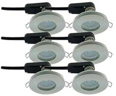 Trango 6 conjunto IP44 Focos empotrables LED, luces integradas TG6729IP-066-6W luz de baño, focos de techo en blanco, para baño, ducha, sauna, 6x iluminador LED 3000K lámpara de techo blanca cálida