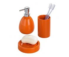 Wenko Polaris Dosificador Jabón 0.39 L, Cerámica, Naranja, 9x9.5x16 cm