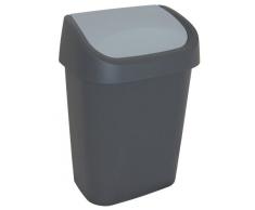 Allibert 214962 Mistral - Papelera con tapa abatible (polipropileno, 25 x 17,9 x 35,7 cm), color gris oscuro y claro