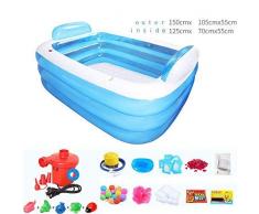 Bañera, piscinas práctica de niño o adulto inflable portátil Sauna La QLM- plegable y de inmersión bañeras, azul, 150cm -azul, 150cm de hidromasaje