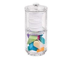 mDesign Contenedor de Vidrio de 2 Niveles para Lavabo o tocador – Frasco de Cristal apilable con Tapa para Productos de cosmética – Práctico Organizador de cosméticos de Cristal – Transparente