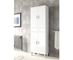 Abitti Mueble de baño o Aseo con Dos Puertas Superiores e Inferiores separadas por un cajón Color Blanco brillo182x60x29cm