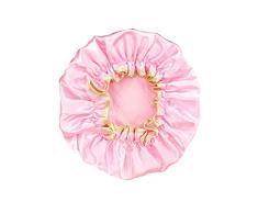 DaMohony - Gorro de Ducha Impermeables para Mujer Gorros de Baño Reutilizable Súpersuave de Doble Capas Sombrero Elástico con Volantes para Bañera Rosado