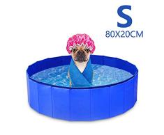 GoPetee Piscina para Perros Mascotas Plegable Bañera para Mascotas Plegable Baño Portátil para Perros y Gatos Pequeños Medianos y Grandes Interior o Exterior ((S 80 x 20 cm) Azul)
