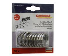 Gardinia 10011158 - Anillos para Barra de Cortina, de Acero Inoxidable, Cara Interior de plÃ¡stico