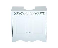 HOMCOM Armario de Baño Tipo Mueble Bajo para Lavabo con 2 Puertas y Estantes 60x30x56cm Diseño Moderno de Madera Blanca