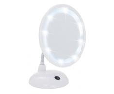 Wenko 3656441100 - Espejo de pie para la cosmética, con luz LED y superficie de 300%, diámetro de 16 cm, 17.5 x 28 x 12 cm, color blanco