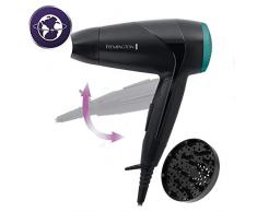 Remington D1500 - Secador de Pelo de Viaje, Plegable, Difusor Compacto y Concentrador, Negro y Verde, 2000 W