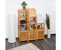 Relaxdays – Baño Estantería de bambú con 5 estantes hxbxt 140 x 36,5 x 33 cm Práctico armario estantería con varios niveles y madera notebook con cierre magnético con espacio para baño y Salón, natural