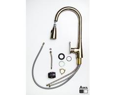 AWA - Sherlock - Grifería para fregadero - Grifo - Mezclador para cocina con con ducha extraible - Latón viejo.