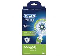 Oral-B PRO 600 CrossAction, Cepillo de dientes eléctrico recargable con tecnología Braun, edición verde
