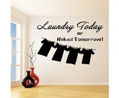 Vinilo de pared (100 x 66 cm) con texto en inglés de vinilo para la ropa sucia hoy o Naked mañana/el cáncer con mensaje en diseño de raquetas de Decor Adhesivo/se debe lavar a habitación, para bañera de vinilo al azar incluye dodoskinz + regalo!