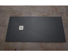 Plato ducha resina textura pizarra "Slate". 70x100 cm. Blanco Ral. 9003