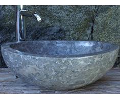 Guru-Shop Lavabo Macizo Ovalado de Mármol Montado Sobre Encimera, Lavabo, Lavabo de Piedra Natural 44x34 cm, Lavabos, Bañeras Fregaderos