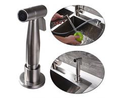 CIENCIA Grifo Fregadero Acero Inoxidable Grifo Cocina Extraible Ducha de Lavabo 360° Giratorio Grifo de Cocina Extraible para Fregadero, WS030F