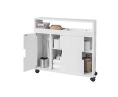 SoBuy BZR02-W Carro Multiuso con Ruedas para Baño,Mueble Auxiliar Baño 2 Estantes y 2 Bandejas,Blanco,ES