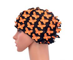 medifier Vintage gorro de baño floral petal Retro estilo gorros de baño para las mujeres, naranja