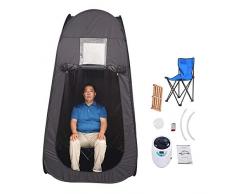 ZFF Portátil Sauna De Vapor Habitación Casa Personal SPA Adelgazar Perdida Peso Desintoxicar Tienda De Sauna Control Remoto 2L Generador Vapor Máquina (Color : Black)