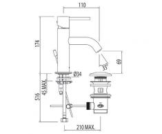 Tres griferia M258861 - Monomando max-tres lavabo volante caño curvo cromado 06290301