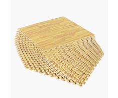 HOMCOM Alfombra Puzle Niños 24 Piezas Alfombra Puzzle Madera para Niños o Gimnasio con 24 Piezas Antideslizantes de Goma Espuma EVA