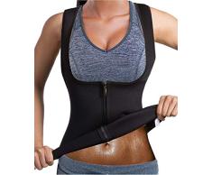 Bingrong Chaleco Neopreno Sauna Mujer Fajas Reductoras Adelgazantes Mujer Compresion para Adelgazante Sudoración para Deporte Fitness (Negro, X-Large)