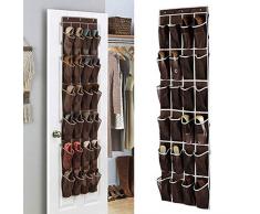 Tutoy 24 Bolsillos Puerta Colgando Zapato Organizador sobre La Puerta Malla Almacenamiento Racks Armario Gancho Colgante Titular