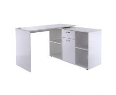 HomCom Escritorio Mesa de Ordenador Mesa Esquinera Oficina 2 Formas con 4 Estantes 1 Cajón 1 Puerta Mesa de Despacho Escuela Estudio Madera