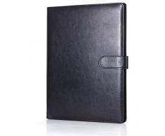 Bloc de notas,Carpeta A4,Carpeta clip,carpeta piel,Portapapeles para Carta estándar de Papel A4, Portafolios de cuero sintético con bolsillo interior (Marrón, Negro, Azul)