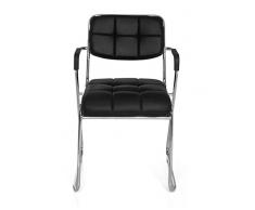 hjh OFFICE 706250 Silla de confidente Zanta Piel sintética Negro/Cromado Silla visitante con apoyabrazos