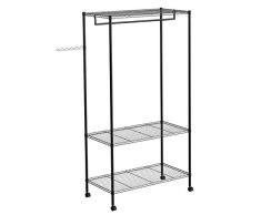 SONGMICS Armario para Cargas Pesadas, Perchero Enrollable, con 1 Barra de Colgar, 3 Estantes, 90 x 45 x 185 cm, Negro LGR45P