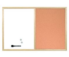 Pizarra Combinada de Doble Uso, Blanca Magnética y Corcho, 40 x 30 cm